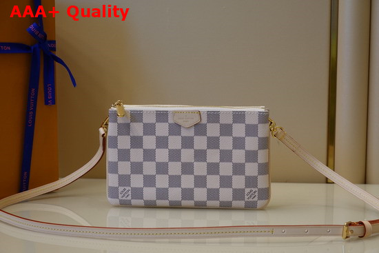 Louis Vuitton Double Zip Pochette Damier Azur Canvas N60460 Replica