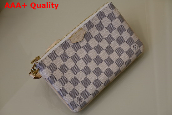 Louis Vuitton Double Zip Pochette Damier Azur Canvas N60460 Replica