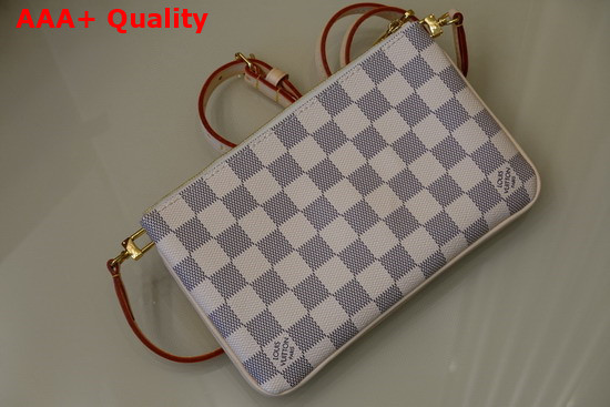 Louis Vuitton Double Zip Pochette Damier Azur Canvas N60460 Replica