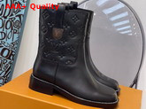 Louis Vuitton Downtown Ankle Boot in Black Embossed Calf Leather 1A95RT Replica