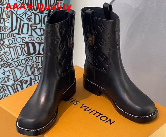 Louis Vuitton Downtown Ankle Boot in Black Embossed Calf Leather 1A95RT Replica