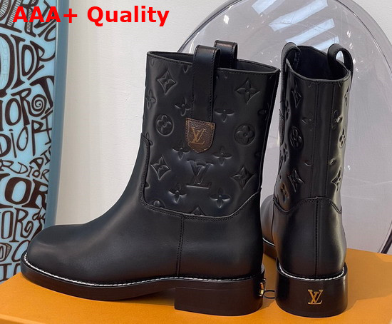 Louis Vuitton Downtown Ankle Boot in Black Embossed Calf Leather 1A95RT Replica