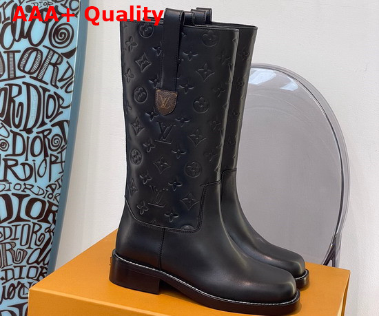 Louis Vuitton Downtown Half Boot in Black Embossed Calf Leather 1A95GU Replica