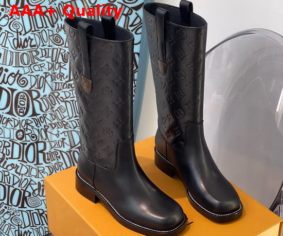 Louis Vuitton Downtown Half Boot in Black Embossed Calf Leather 1A95GU Replica