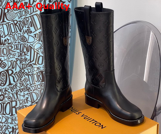 Louis Vuitton Downtown Half Boot in Black Embossed Calf Leather 1A95GU Replica