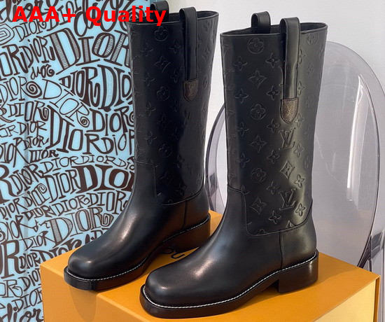 Louis Vuitton Downtown Half Boot in Black Embossed Calf Leather 1A95GU Replica