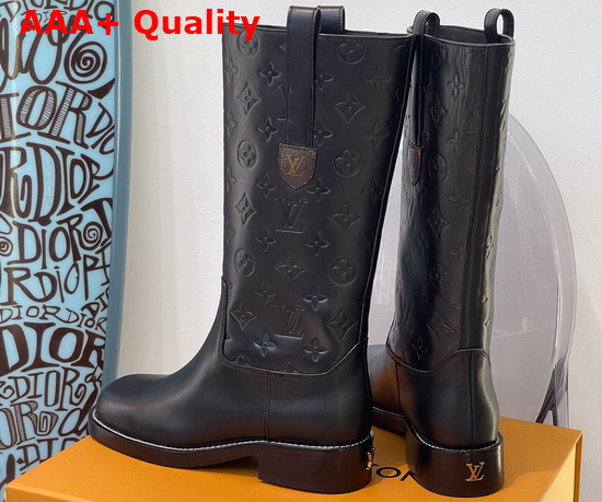 Louis Vuitton Downtown Half Boot in Black Embossed Calf Leather 1A95GU Replica