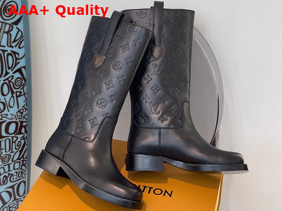 Louis Vuitton Downtown Half Boot in Black Embossed Calf Leather 1A95GU Replica