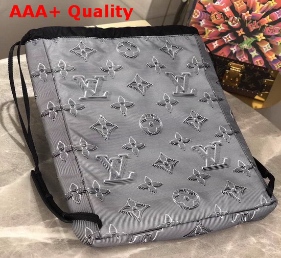 Louis Vuitton Drawstring Backpack in Embossed Monogram Gray Black Textile M44940 Replica