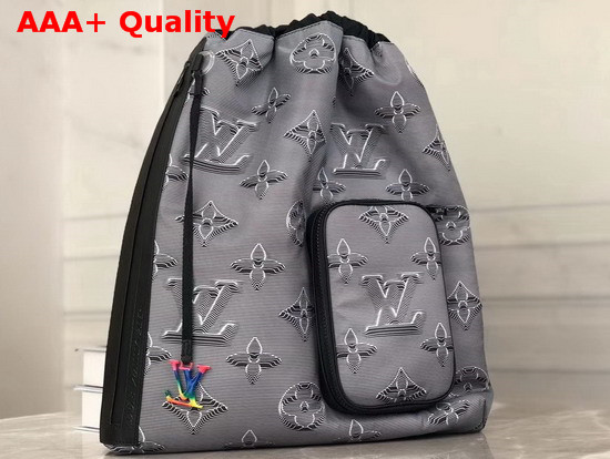 Louis Vuitton Drawstring Backpack in Embossed Monogram Gray Black Textile M44940 Replica