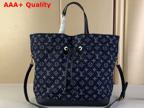 Louis Vuitton Drawstring Bucket Bag in Blue Monogram Jacquard Denim Replica