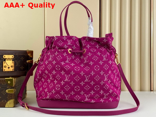 Louis Vuitton Drawstring Bucket Bag in Fuchsia Monogram Jacquard Denim Replica