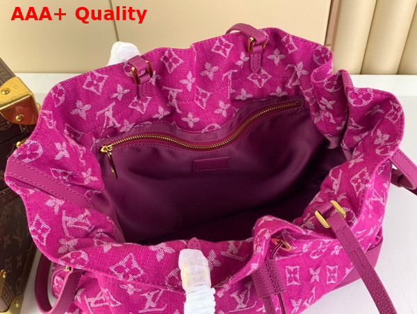 Louis Vuitton Drawstring Bucket Bag in Fuchsia Monogram Jacquard Denim Replica