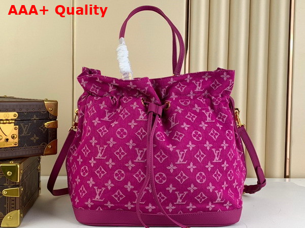 Louis Vuitton Drawstring Bucket Bag in Fuchsia Monogram Jacquard Denim Replica