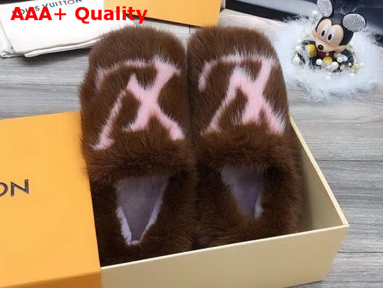 Louis Vuitton Dreamy Slippers Beige Mink Fur 1A4MD8 Replica