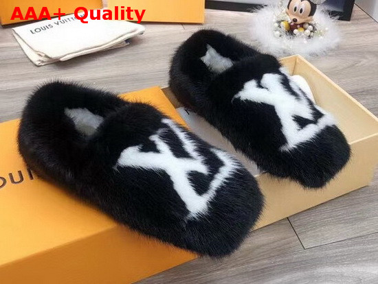 Louis Vuitton Dreamy Slippers Noir Mink Fur 1A4MCS Replica