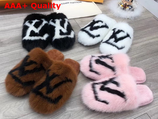 Louis Vuitton Dreamy Slippers Noir Mink Fur 1A4MCS Replica