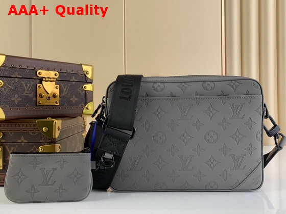 Louis Vuitton Duo Messenger in Anthracite Gray Monogram Shadow Calf Leather M46104 Replica