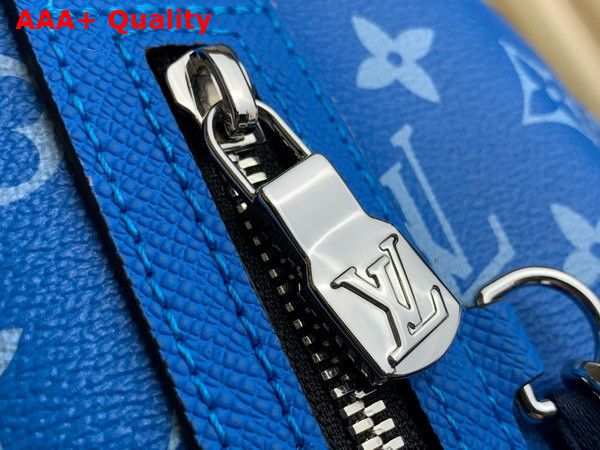 Louis Vuitton Duo Sling Bag in Blue Monogram Coated Canvas and Taiga Cowhide Leather Replica