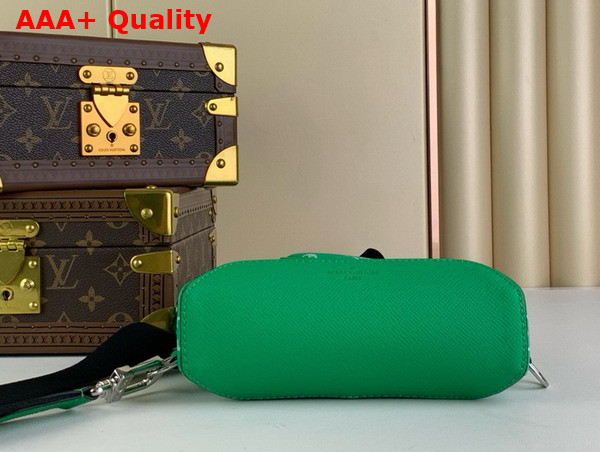 Louis Vuitton Duo Sling Bag in Green Monogram Coated Canvas and Taiga Cowhide Leather Replica