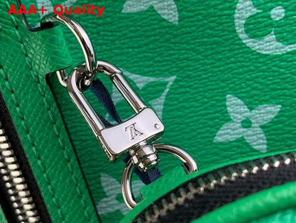 Louis Vuitton Duo Sling Bag in Green Monogram Coated Canvas and Taiga Cowhide Leather Replica