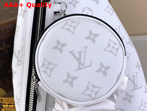 Louis Vuitton Duo Sling Bag in Optic White Monogram Coated Canvas and Taiga Cowhide Leather Replica