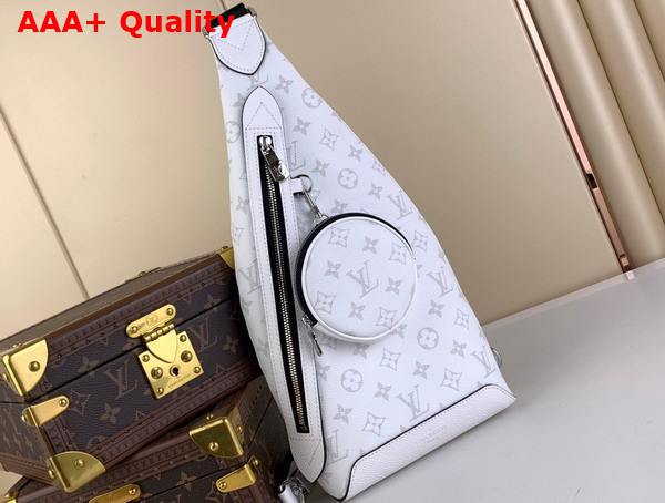 Louis Vuitton Duo Sling Bag in Optic White Monogram Coated Canvas and Taiga Cowhide Leather Replica