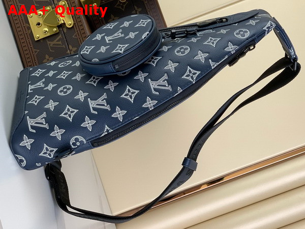 Louis Vuitton Duo Slingbag Ink Blue White Monogram Shadow Calf Leather M24751 Replica