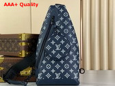 Louis Vuitton Duo Slingbag Ink Blue White Monogram Shadow Calf Leather M24751 Replica