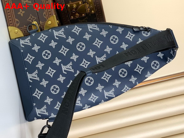 Louis Vuitton Duo Slingbag Ink Blue White Monogram Shadow Calf Leather M24751 Replica