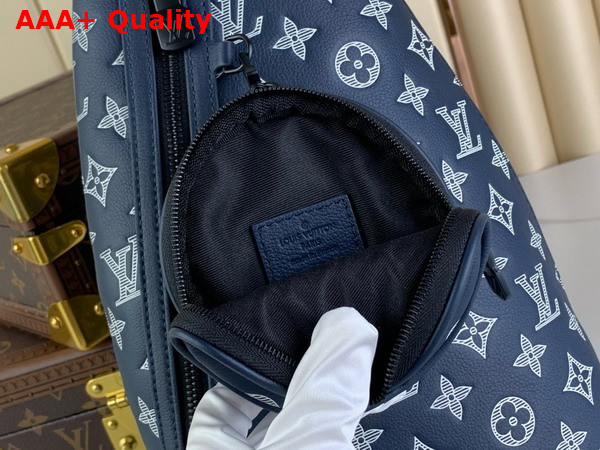 Louis Vuitton Duo Slingbag Ink Blue White Monogram Shadow Calf Leather M24751 Replica