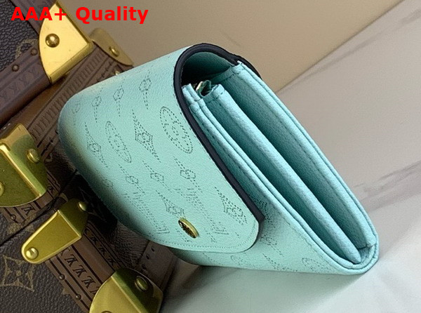 Louis Vuitton Emilie Wallet in Mineral Blue Mahina Perforated Calfskin Leather Replica