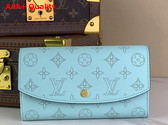 Louis Vuitton Emilie Wallet in Mineral Blue Mahina Perforated Calfskin Leather Replica