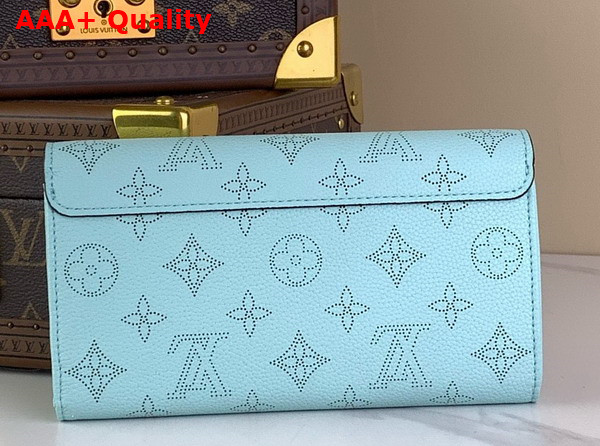 Louis Vuitton Emilie Wallet in Mineral Blue Mahina Perforated Calfskin Leather Replica