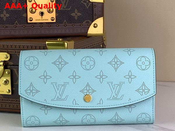 Louis Vuitton Emilie Wallet in Mineral Blue Mahina Perforated Calfskin Leather Replica