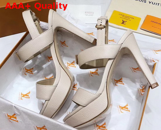 Louis Vuitton Essential V High Heel Platform Sandal in Beige Grain Leather Replica