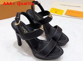 Louis Vuitton Essential V High Heel Platform Sandal in Black Grain Leather Replica