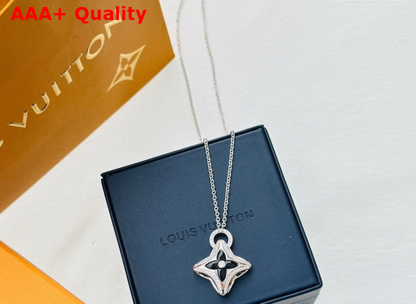 Louis Vuitton Ever Blossom Pendant White Gold Onyx Diamonds Replica