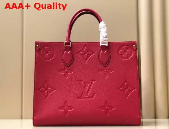 Louis Vuitton Exclusive Online Onthego MM Tote Bag in Red Monogram Empreinte Leather Replica