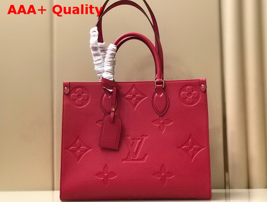 Louis Vuitton Exclusive Online Onthego MM Tote Bag in Red Monogram Empreinte Leather Replica