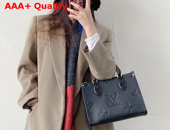 Louis Vuitton Exclusive Online Onthego PM Tote Black Monogram Empreinte Leather Replica