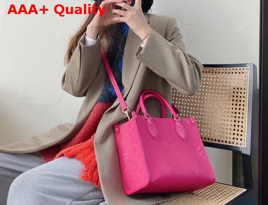 Louis Vuitton Exclusive Online Onthego PM Tote Freesia Pink Monogram Empreinte Leather M45660 Replica