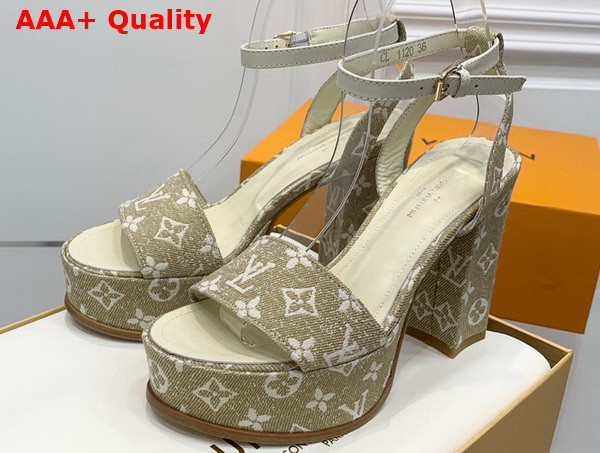 Louis Vuitton Fame Platform Sandal in Beige Monogram Denim 1AAZC7 Replica