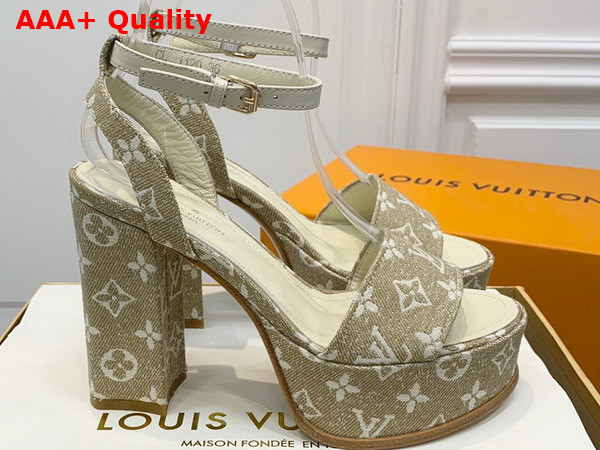 Louis Vuitton Fame Platform Sandal in Beige Monogram Denim 1AAZC7 Replica