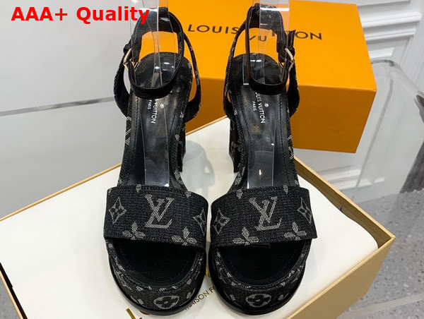 Louis Vuitton Fame Platform Sandal in Black Monogram Denim Replica