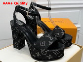 Louis Vuitton Fame Platform Sandal in Black Monogram Denim Replica