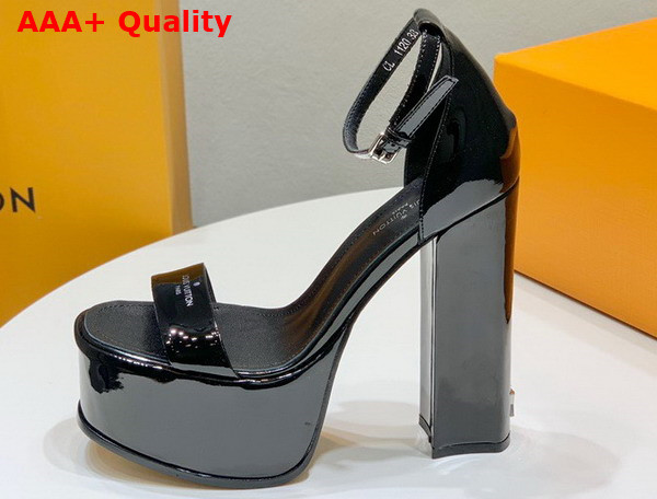 Louis Vuitton Fame Platform Sandal in Black Patent Calf Leather 1AAZRU Replica