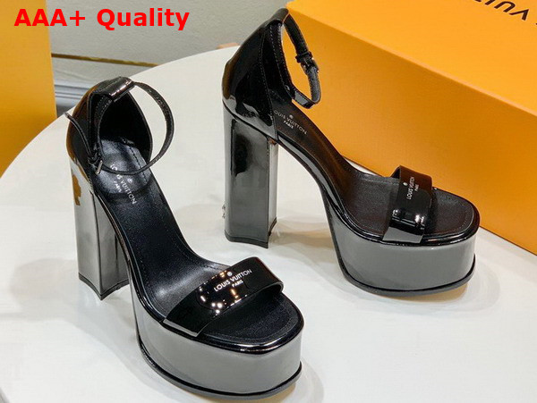 Louis Vuitton Fame Platform Sandal in Black Patent Calf Leather 1AAZRU Replica