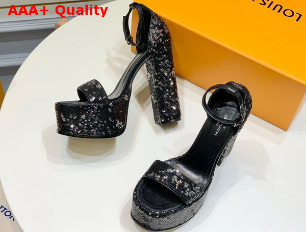 Louis Vuitton Fame Platform Sandal in Black Sequins 1AB3A3 Replica