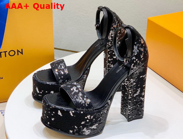 Louis Vuitton Fame Platform Sandal in Black Sequins 1AB3A3 Replica